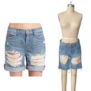 J brand Nash Denim Blue Jean Boyfriend Distressed Short in Euphoria SZ 25